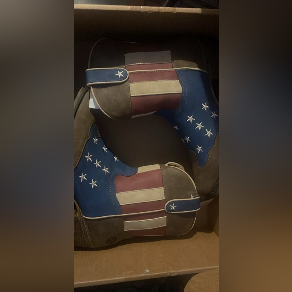 ROPER WOMEN'S AMERICAN BEAUTY FLAG ANKLE BOOTS size 11